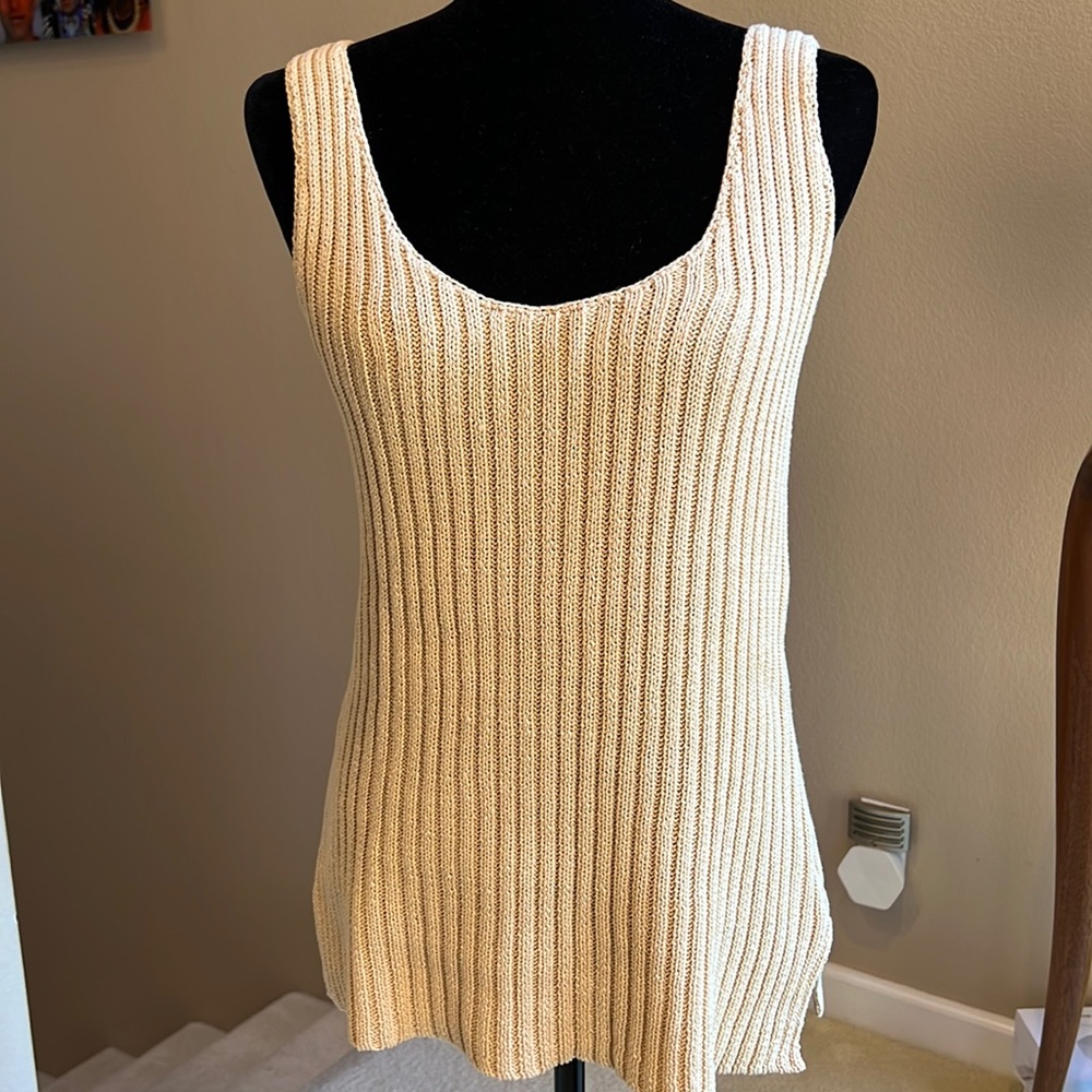 Lauren Ralph Lauren Sleeveless Ribbed Long Tank Top Cotton Sweater